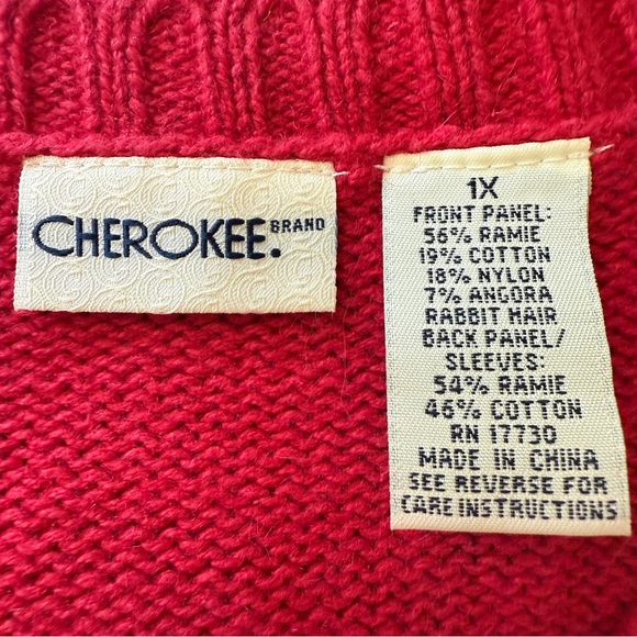 VTG Cherokee Holiday Cardigan Sweater Ugly Christmas Mohair/Cotton Blend Size 1X - Picture 2 of 12